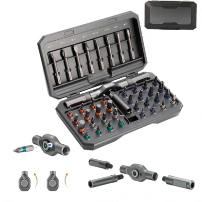 Asnish 42 in 1 Magnetic Ratchet Screwdriver Set with Precision Bits - color: Black-dark Gray, size: 42 In 1