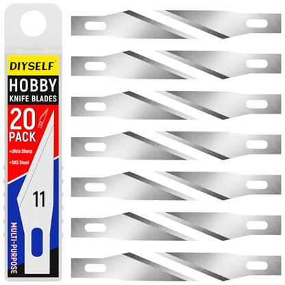 DIYSELF 20 PCS Exacto Knife Blades #11, SK5 Exacto Blades Refills with Case - size: 20 Pack