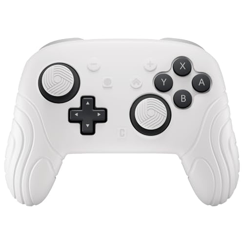 playvital for Nintendo Switch 2 Pro Controller Silicone Cover – Samurai Edition Protective Skin Case for Switch 2 Pro Controller with Back Button Caps & Thumb Grips & Stickers, Shockproof - White - color: White