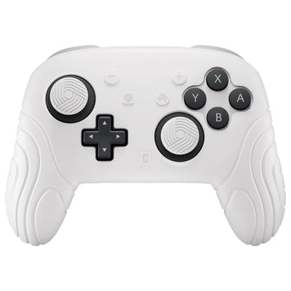playvital for Nintendo Switch 2 Pro Controller Silicone Cover – Samurai Edition Protective Skin Case for Switch 2 Pro Controller with Back Button Caps & Thumb Grips & Stickers, Shockproof - White - color: White