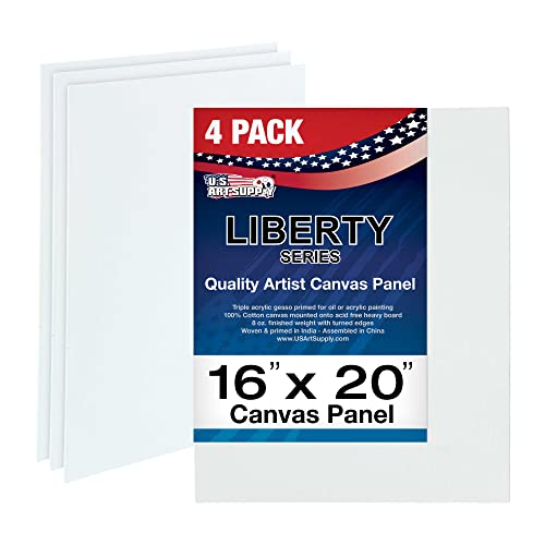 U.S. Art Supply 16 X 20 Inch Art Canvas Board Panels 4 Pack - 8 Ounce - size: 16" x 20"