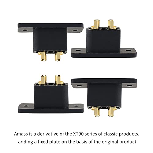 Amass 10PCS Black XT90E-M Battery Plug Gold-Plated Male Connector with Screws DIY Connecting Parts for RC Aircraft Drone Accessories