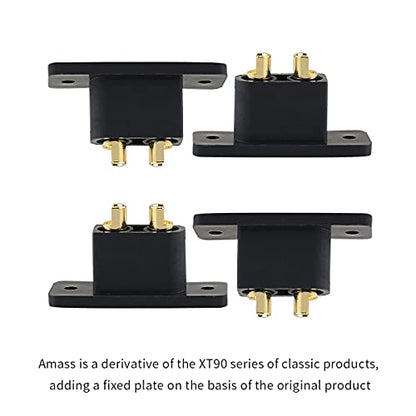 Amass 10PCS Black XT90E-M Battery Plug Gold-Plated Male Connector with Screws DIY Connecting Parts for RC Aircraft Drone Accessories