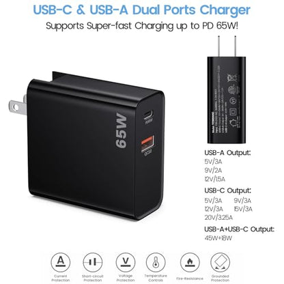 PD 65W USB C Fast Charger for DJI Neo, Air 3S, Mini 4K, 2 SE Drones, Black - color: Black, size: 65w / 6.6ft