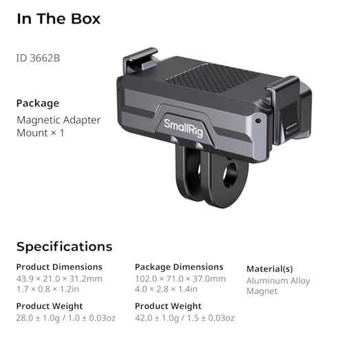 SMALLRIG Magnetic Mount Adapter for DJI Action 5/4/3/Osmo 360-3662B - style: 2-Prong Mount-Aluminum