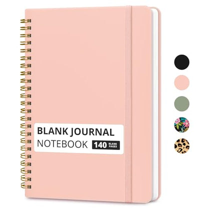 Taja Blank Spiral Notebook for Work, 5.7"x7.9" Spiral Plain Sketch Notebook - color: B-Pink, style: d-Blank