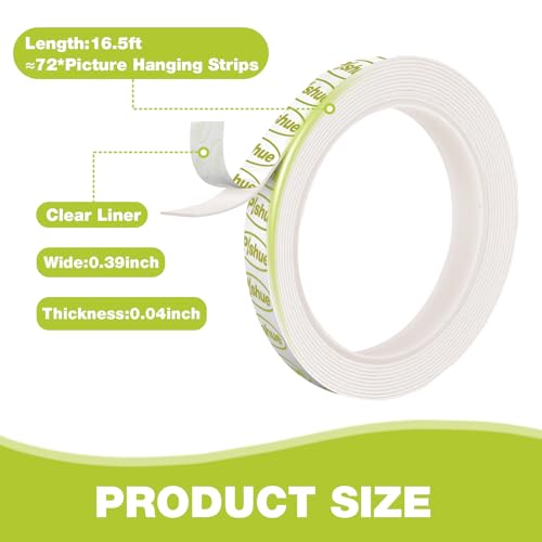 Double Sided Mounting Tape Heavy Duty, Damage Free, 0.39'' x 16.5 FT - size: 0.39in x 16.5ft