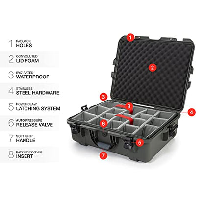 NANUK 945 Waterproof Hard Case with Padded Dividers - Olive - color: Olive, style: Padded Divider