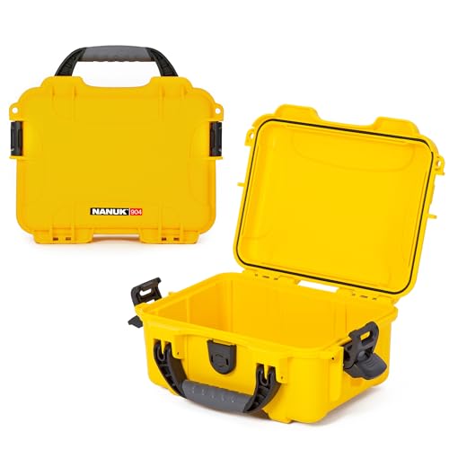 NANUK 904 Empty Hard Case – IP67 Waterproof Protective Hard-Shell Case, Impact-Resistant & Dustproof Storage Case, Perfect for Travel, 10.2" x 7.9" x 4.5", Made in Canada – Yellow - color: Yellow, size: Empty