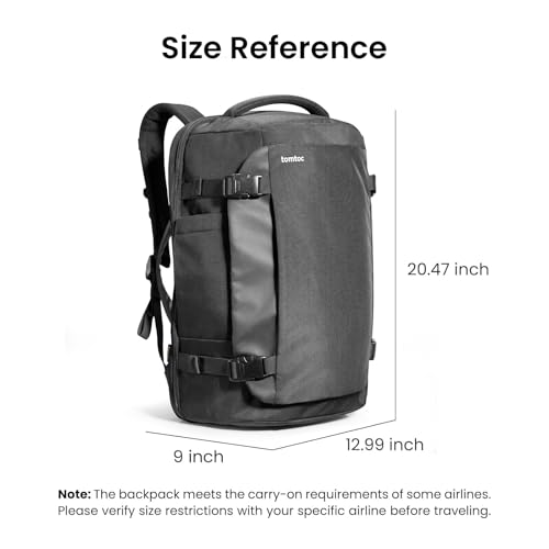 tomtoc Travel Backpack 40L, TSA Carry On Bag Flight Approved, PFAS Free - color: Black, size: 40L