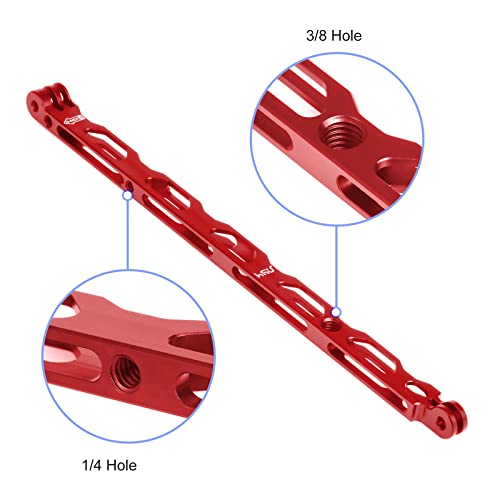 HSU Aluminum Alloy Extension Arm Kit Metal Pole Mount Helmet Stick (7 Pcs) - color: Red