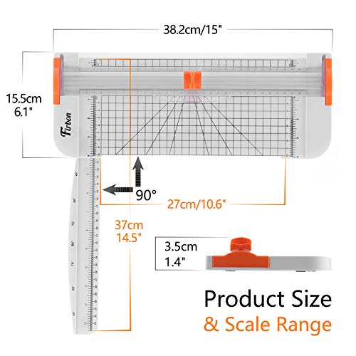 Firbon A4 Paper Cutter, 12 Inch Paper Trimmer with Extened Ruler, White - color: White