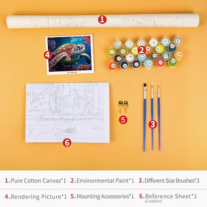TUMOVO Paint by Numbers for Adults and Kids Underwater Wild Turtle Ocean DIY Paint by Number Oil Paintings Arts and Crafts Paint by Numbers Kits Acrylic Painting 16 x 20 Inch - color: Turtle