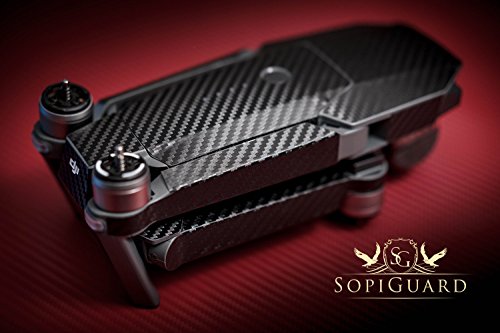 SopiGuard Black Carbon Fiber Precision Edge-to-Edge Coverage Vinyl Skin Controller Battery Wrap for DJI Mavic Pro