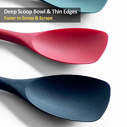 Vovoly Silicone Spatula Spoon Set, 11 IN, Red, Spoonulas Heat Resistant - color: Red Spoonula set