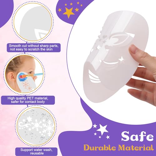 34+28Pcs Face Paint Stencils Kit, Suboyica Plastic Facial Painting Stencils