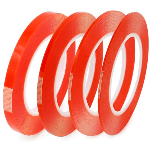 4pcs (2mm 3mm 5mm 10mm x 25M) Clear Double Sided Adhesive Tape - size: 4pcs (2mm+3mm+5mm+10mm)