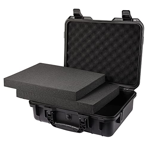 17in Waterproof Hard Shell Case with DIY Customizable Foam Insert (14.6 x 10.2 x 6.7in Interior) - color: Black-17in