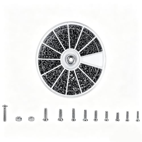 600PCS Small Screws Assortment Kit,12 Kinds M1 M1.2 M1.4 M1.6 Tiny Stainless Steel Miniature Screw Set for Watch Repair, Watchmaker, Electronics, Eyeglass Repair