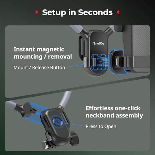 SMALLRIG Action Camera Magnetic Neck Mount with Strap for Hands-Free Vlog - style: for Pocket 4P/4/3&Action Camera