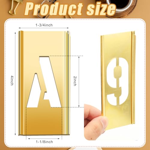 Pelopy 45 Pcs 2 Inch Brass Stencils Letters and Numbers Stencils Set - size: 2 Inch