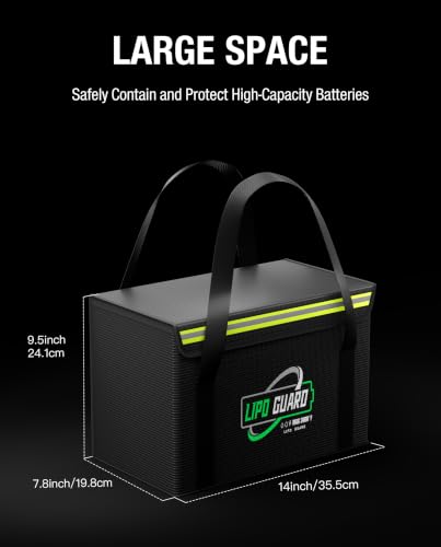12V 100Ah LiFePO4 Lithium Battery Fireproof Safe Bag(14x7.9x9.4 Inches) - size: 14x7.9x9.4 Inches