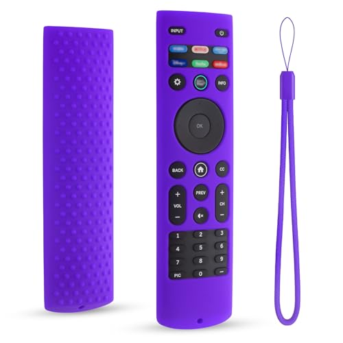 Silicone Remote Control Cover for Vizio XRT140, Protective Case for Vizio Smart TV Remote with Lanyard, Anti-Slip (Purple) - color: Purple