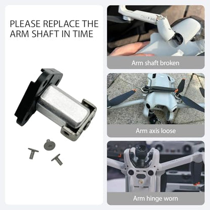 Front Arm Axis Replacement With 3Pcs Screws Repair Parts For Dji Mini 3/Dji Mini 4 Pro/Mini 5 Pro Front Arm Shaft Spare Parts Arm Pivot Hinge Drone Body Accessories