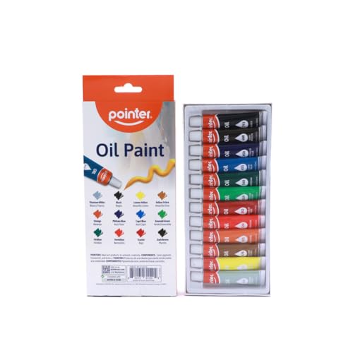 Pointer ArtPRO Oil Paint Set, 12 Colors, 0.4oz Tubes, Smooth Creamy Texture for Canvas and Fine Art