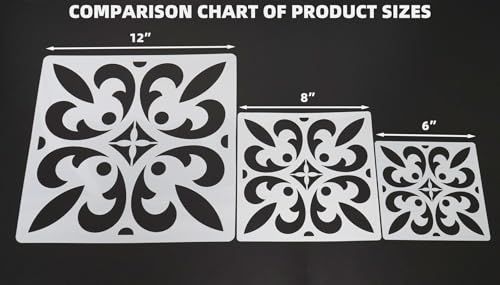 16 PCS Talavera Spanish Tile Stencil Set 8x8 - Reusable Floor Stencils - size: 8 X 8 Inch