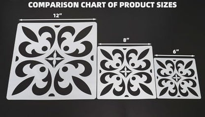 16 PCS Talavera Spanish Tile Stencil Set 8x8 - Reusable Floor Stencils - size: 8 X 8 Inch