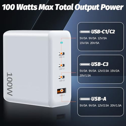 FPVtosky 100W GaN Charger Power Adapter, USB-C Fast Charger(3C1A)，for DJI Drone Mavic 4 Pro/Mavic 3 Pro/Mavic 3 Classic/Mavic 3/ Air 3S/ Air 3/ Avata 2, Charging Base Accessories