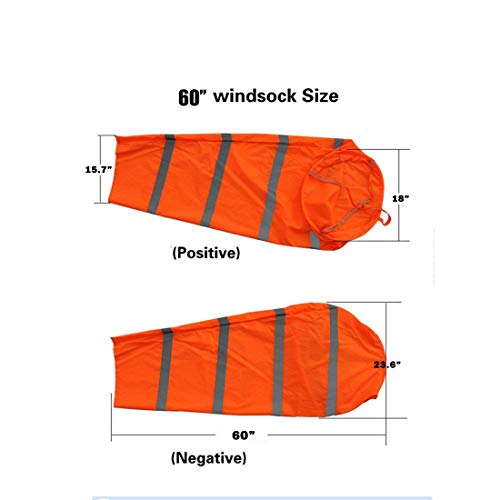 60 Inches Airport Windsock Rip-Stop Outdoor Rainbow Wind Measurement Sock Bag with Reflective Belt