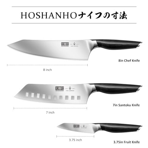 HOSHANHO 3-Piece Knife Set, Ultra Sharp Japanese Kitchen Chef Knife Set - size: 3.75"