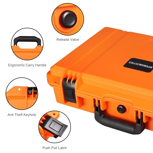 IP67 Waterproof Protective Hard Case with Custom Foam Insert, 18", Orange - color: Orange