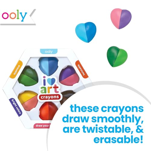 Ooly I Heart Art Erasable Twistable Crayons, Set of 12 - style: Heart Crayons