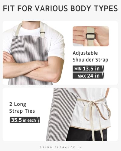 Syntus Chef Apron for Men Women with Pockets, Thick Grilling BBQ Apron - color: Brown/White