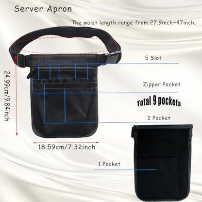 Server Apron, 9.84x7.32Inch Restaurant Waitress Accessories Bag - color: Black-upgraded