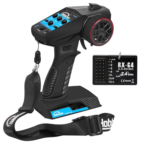 RC Remote Control 4CH 2.4G Transmitter with Receiver and Lanyard for RC Car Crawler Boat, Blue - color: Blue