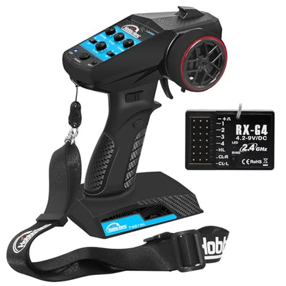 RC Remote Control 4CH 2.4G Transmitter with Receiver and Lanyard for RC Car Crawler Boat, Blue - color: Blue