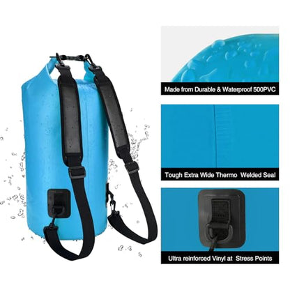 Piscifun Dry Bag, Waterproof Floating Backpack 10L/20L/30L/40L - color: Light Blue, style: 20l