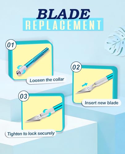 DIYSELF Precision Craft Knife with 10 Extra #11 Blades, 6-Inch Metal Ruler - color: Blue-10blades