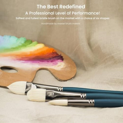 Creative Mark Imperial Professional Chungking Hog Bristle Brush - Filbert # 4, Handmade Long Handle Oil Paint Brushes for Artists, Nickel-Plated Brass Ferrules, Stiff Yet Soft Natural Bristles - size: #4