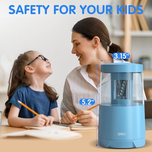 Deli Electric Pencil Sharpener, Automatic Pencil Sharpeners, Blue - color: Blue