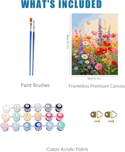 YOLENIX Flowers Paint by Numbers Kit for Adults Beginner (Without Frame) - color: YH05696