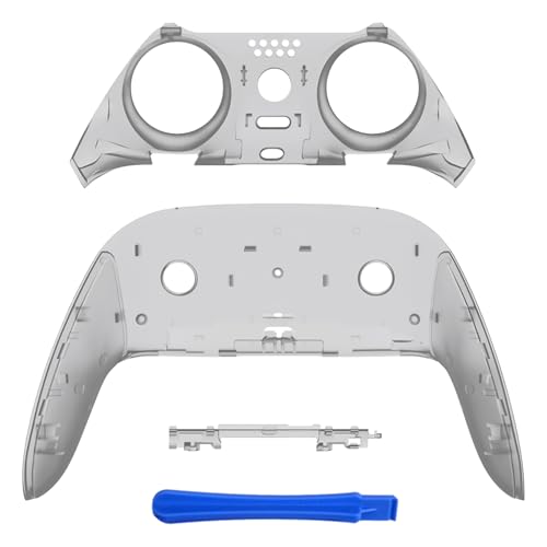 eXtremeRate Top Bottom Decorative Trim Shell Compatible with ps5 Edge Controller DIY Replacement Front Back Clip Shell, Custom Clear Black Plates Cover Compatible with ps5 Edge Controller - color: Clear Black