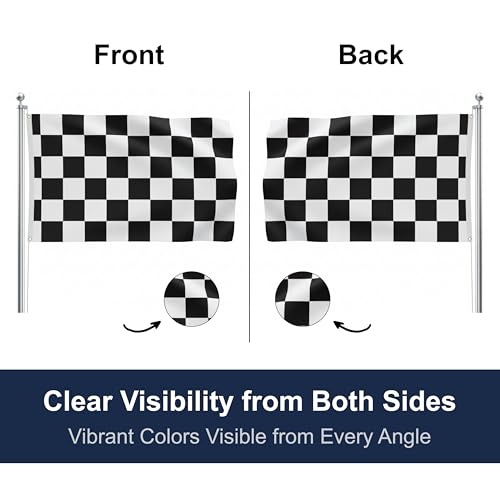 SSK® Checkered - Racing Outdoor Flag - Large 3' x 5', Weather-Resistant Polyester - color: Checkered - Racing