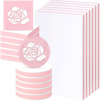 18 Pcs Rubber Stamp Carving Blocks Linoleum Blocks, Pink and White - color: Pink and White
