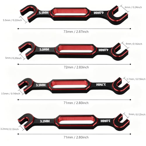 RC Car Turnbuckle Wrenches 3.0/3.2/3.5/3.7/4.0/5.0/5.5/6.0mm, 4PCS Red - color: Red