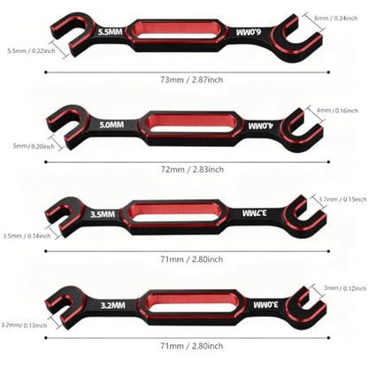 RC Car Turnbuckle Wrenches 3.0/3.2/3.5/3.7/4.0/5.0/5.5/6.0mm, 4PCS Red - color: Red